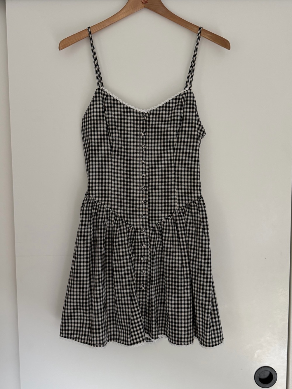 Black and White Gingham Spaghetti Strap Dress